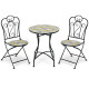 2-Piece Mosaic Folding Bistro Chairs with Ceramic Tiles Seat
