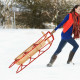 54 Inch Kids Wooden Snow Sled with Metal Runners and Steering Bar
