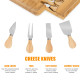 Bamboo Cheese Board & Knife Set  w/ Slide-out Drawer