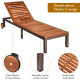 Patio Acacia Wood Lounge Chair Chaise Recliner
