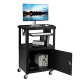 Mobile Steel Height Adjustable AV Presentation Cart with Locked Cabinet and Keyboard