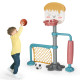 3-in-1 Height Adjustable Basketball Stand Set with Soccer and Roller