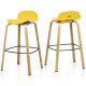 Set of 2 Modern Barstools Pub Chairs with Low Back and Metal Legs