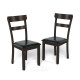 Set of 2 Dining Chairs With Rubber Wood Frame and Upholstered Faux Leather Seat
