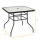 32 Inch Patio Tempered Glass Steel Frame Square Table