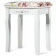 Vanity Wood Dressing Stool Padded Piano Seat with Rose Cushion