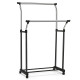 Double Rail Adjustable Clothing Garment Rack with Wheels