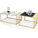 Modern Nesting Coffee Table Marble-Top Side Snack Table Set with Gold Metal Frame