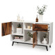 Sideboard Storage Cabinet with Display Shelves Doors and Drawer