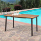 55 Inch Patio Rattan Dining Table with Umbrella Hole