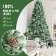 8 Feet Snow Flocked Hinged Christmas Tree with 1651 Branch Tips and Pine Cones