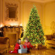 7.5 Feet Pre-lit Hinged Christmas Tree with 550 LED Lights and Sturdy Metal Stand