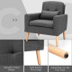 Accent Chair Cushioned Linen Armchair with Waist Pillow Sofa Chair