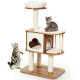 46 Inch Wooden Cat Activity Tree with Platform and Cushions