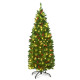 4.5 Feet Pre-lit Hinged Pencil Christmas Tree with Pine Cones Red Berries and 150 Lights
