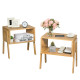 2 Pieces Bamboo Storage Shelf Nightstand Sofa Table