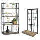 4-Tier Folding Bookshelf No-Assembly Industrial Bookcase Display Shelves