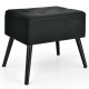Velvet Storage Ottoman with Solid Wood Legs for Living Room Bedroom