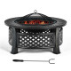 Outdoor Fireplace with BBQ Grill and High-temp Resistance Finish