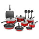 17 Pieces Hard Anodized Nonstick Cookware Pots and Pans Set