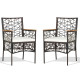 2 Pieces PE Wicker Patio Bistro Dining Chairs with Acacia Wood Armrests and Cushions