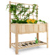 Costway Raised Garden Bed Elevated Wooden Planter Box with Trellis