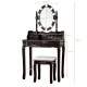 Makeup Dressing Table with Touch Switch Lighted Mirror and Cushioned Stool