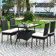 5 Pieces Modern Outdoor Patio Rattan Dining Set with Glass Top