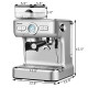 20 Bar Espresso Coffee Maker 2 Cup /w Built-in Steamer Frother and Bean Grinder