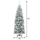 6 Feet Unlit Hinged Snow Flocked Artificial Pencil Christmas Tree with 500 Branch Tip