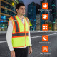 10 Pack High Visibility Reflective Safety Vest with Pockets and 2 inch Reflective Strips