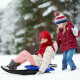 Folding Kids Metal Snow Sled with Pull Rope Snow Slider and Leather Seat