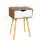 End Side Storage Drawer Nightstand with Solid Wooden Leg