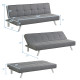 Convertible Futon Sofa Bed Adjustable Sleeper with Stainless Steel Legs