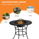31.5 Inch Patio Fire Pit Dining Table With Cooking BBQ Grate