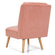 Velvet Accent Chair with Rubber Wood Legs for Living Room