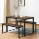 Modern 3 Piece Dining Table with 2 Benches
