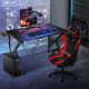 K-Shaped Computer Gaming Desk 45-Inch Racing Desk with Cup Headphone Holder and Game Storage