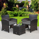 3 Pieces PE Rattan Wicker Furniture Set with Cushion Sofa Coffee Table for Garden