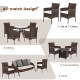 2 Pieces Rattan Arm Dining Chair Cushioned Sofa Furniture Patio