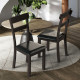 Set of 2 Dining Chairs With Rubber Wood Frame and Upholstered Faux Leather Seat