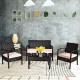 4 Pieces Patio Furniture Sets Rattan Chair Wicker Set Outdoor Bistro