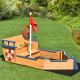 Wooden Pirate Boat Wood Sandbox for Kids