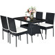 5 Pieces Modern Outdoor Patio Rattan Dining Set with Glass Top