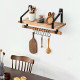Wooden Wall-Mounted Floating Storage Shelf with Removable Towel Bar