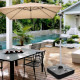 260 lbs Offset Patio Umbrella Base with Wheels Sand Water Filled