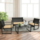 4 Pcs Patio Rattan Furniture Set Cushioned Sofa Coffee Table Garden Deck