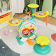 3 Pieces Electric Kids Drum Set with Microphone Stool Pedal