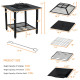 31 Inch Outdoor Fire Pit Dining Table with Cooking BBQ Grate