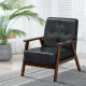 Classic Accent Armchair with Rubber Wood Legs and Button